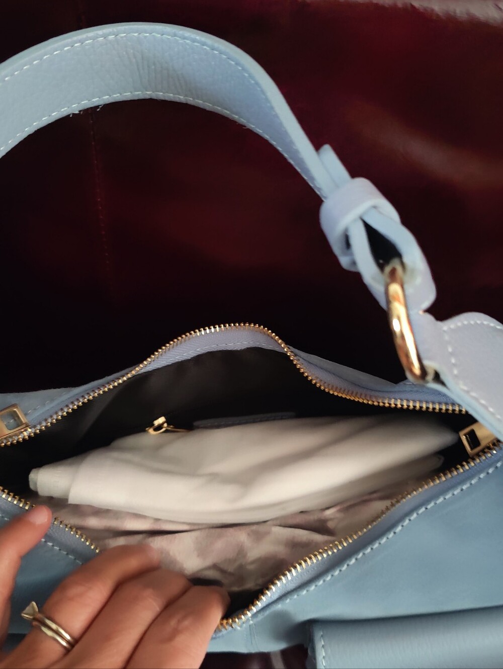 Light Blue Suede Shoulder Bag - Picture 4 of 4